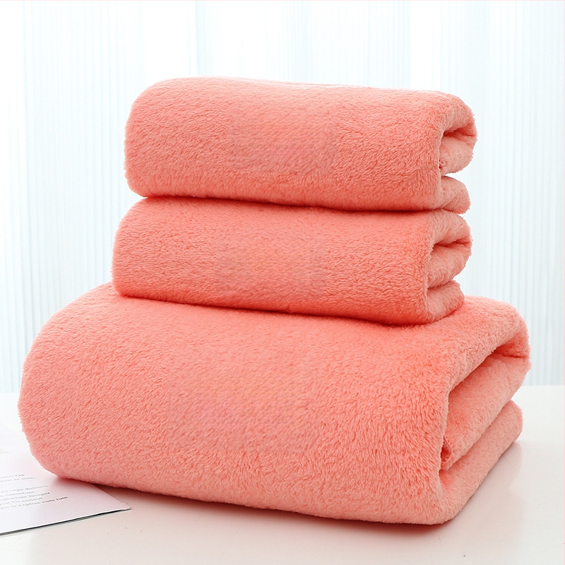 Korall Velúr fürdőtörölközők 3 részes szett, 100% pamut, sima szövés, céges ajándék