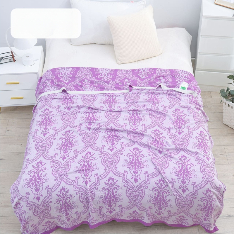 Bambusa šķiedras pleds ar ģeometrisku rakstu, vasaras viegls sega, reaktīvā krāsošana, svars līdz 1 kg