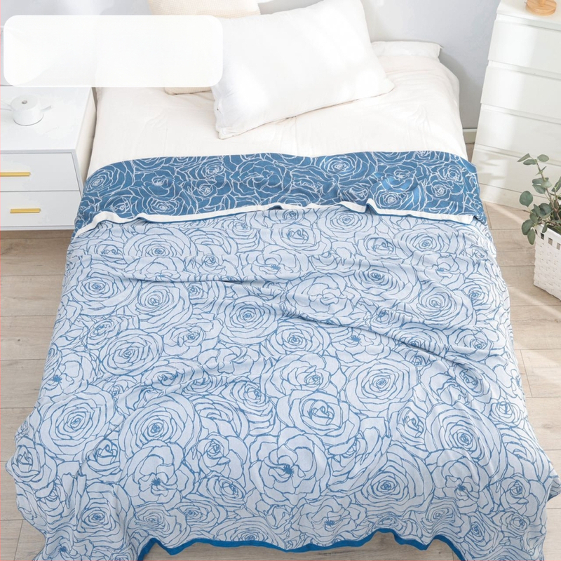 Bambusa šķiedras pleds ar ģeometrisku rakstu, vasaras viegls sega, reaktīvā krāsošana, svars līdz 1 kg