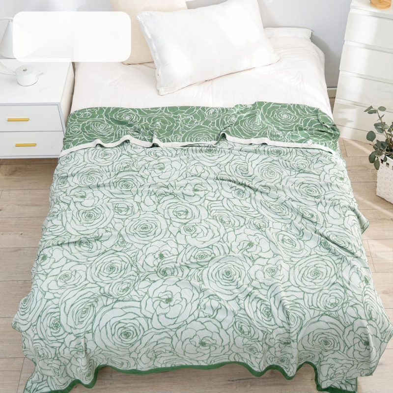 Bambusa šķiedras pleds ar ģeometrisku rakstu, vasaras viegls sega, reaktīvā krāsošana, svars līdz 1 kg