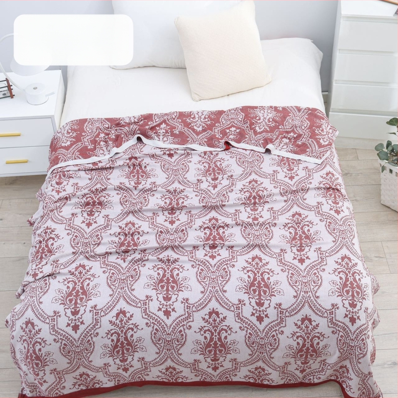 Bambusa šķiedras pleds ar ģeometrisku rakstu, vasaras viegls sega, reaktīvā krāsošana, svars līdz 1 kg