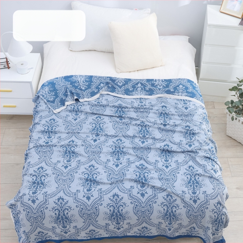 Bambusa šķiedras pleds ar ģeometrisku rakstu, vasaras viegls sega, reaktīvā krāsošana, svars līdz 1 kg