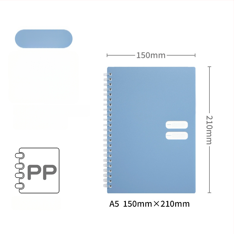Spirālveids piezīmju grāmatiņa ar mīkstu PP vāciņu, modelis 833, 140 teksta lappuses, 80 g/m² papīrs