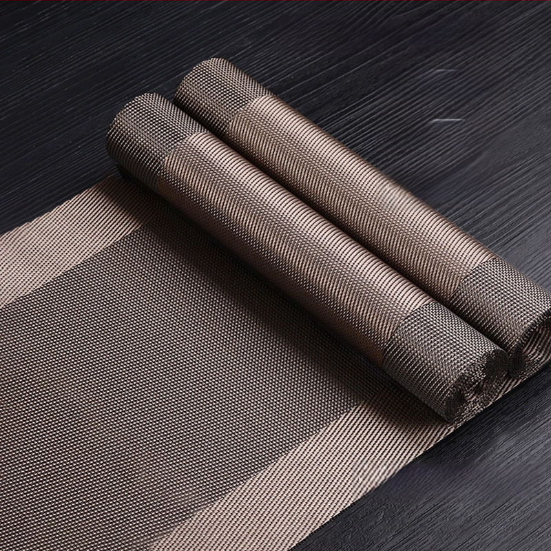 Stolni runner za čajnu ceremoniju, Zen inspiriran, Novi kineski stil, prugasti uzorak, PVC površina, smjesa poliestera 70%/30%