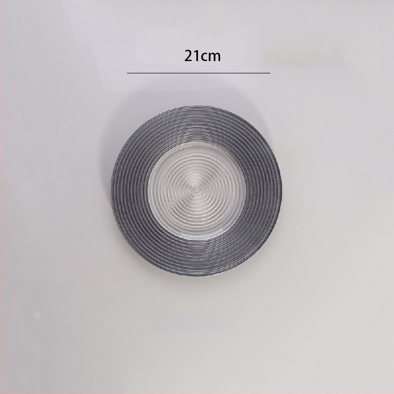 Stikla šķīvis ar Eiropas stila metāla apmali, apaļš, ar elektroplātētu virsmu, viesnīcas dekors