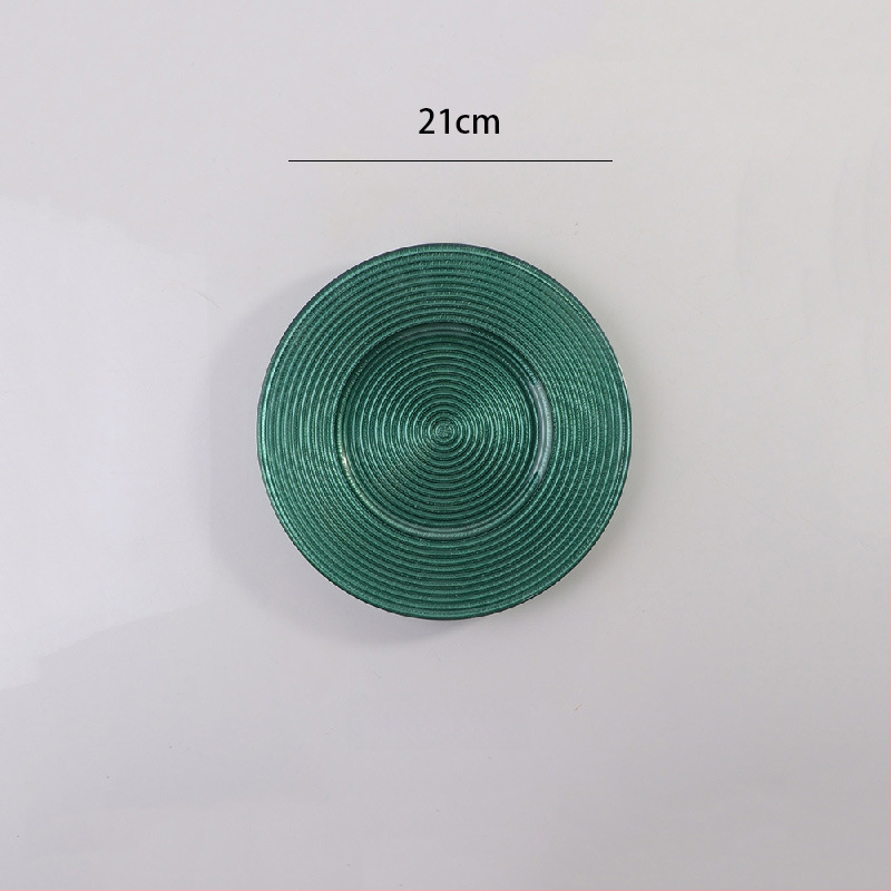 Stikla šķīvis ar Eiropas stila metāla apmali, apaļš, ar elektroplātētu virsmu, viesnīcas dekors