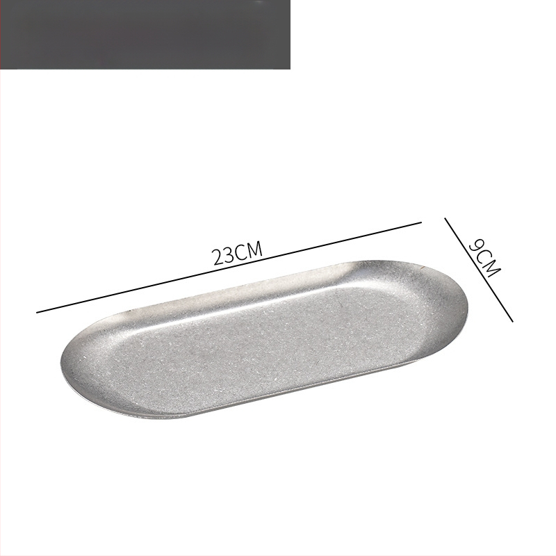 Nerūsējošā tērauda nordiskā stila servēšanas trauks ar neregulāras ovālas formas, piemērots viesnīcām, maltītei un tējai, mikroviļņu drošs