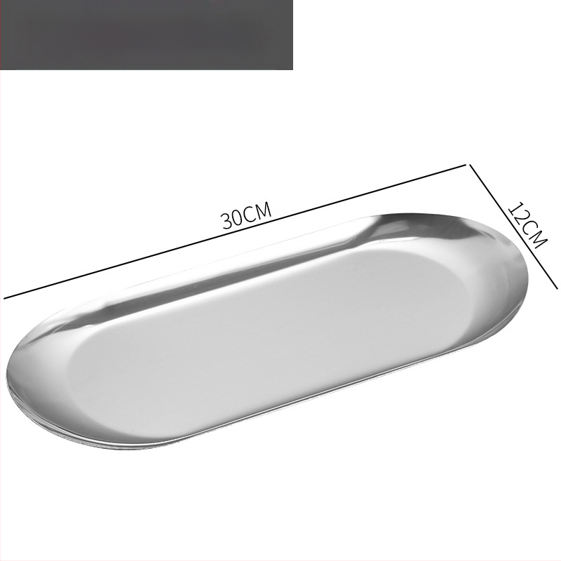 Nerūsējošā tērauda nordiskā stila servēšanas trauks ar neregulāras ovālas formas, piemērots viesnīcām, maltītei un tējai, mikroviļņu drošs