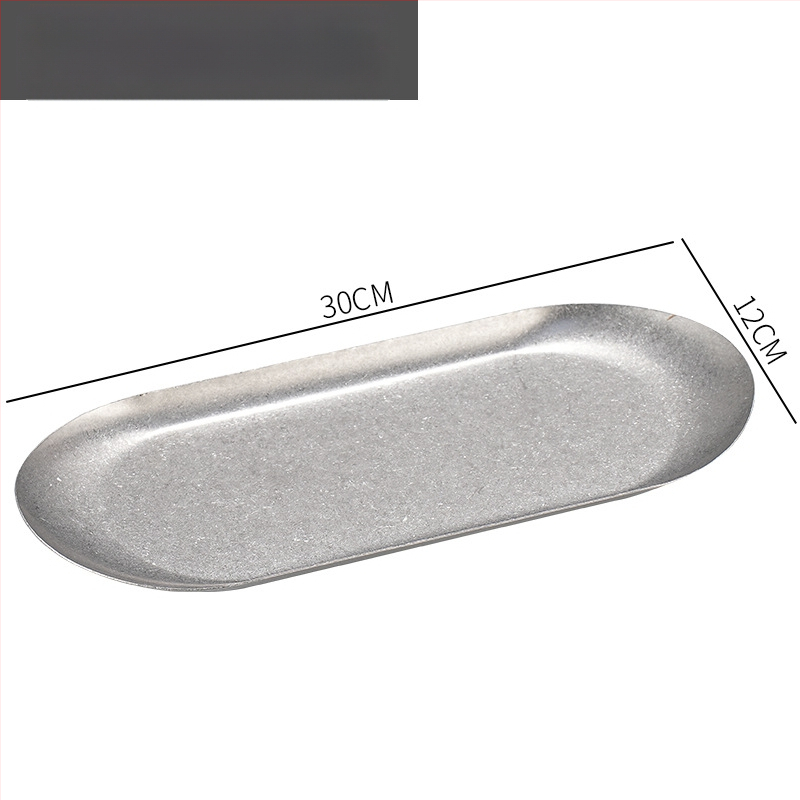 Nerūsējošā tērauda nordiskā stila servēšanas trauks ar neregulāras ovālas formas, piemērots viesnīcām, maltītei un tējai, mikroviļņu drošs