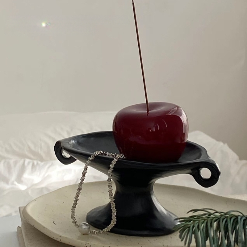 Keramiska aromaterapijas plate ar dubultām rokturām, vintage-retro stils, priekš ieejas un rotaslietu uz galda