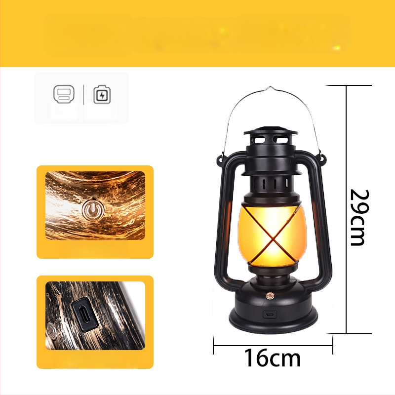 Baro stalo lempa su retro lanterno dizainu, plastikinis korpusas, modelis HT-TD1W291, ≤36V, nakties žiburėlis, aplinkos apšvietimas, DIY papuošalai