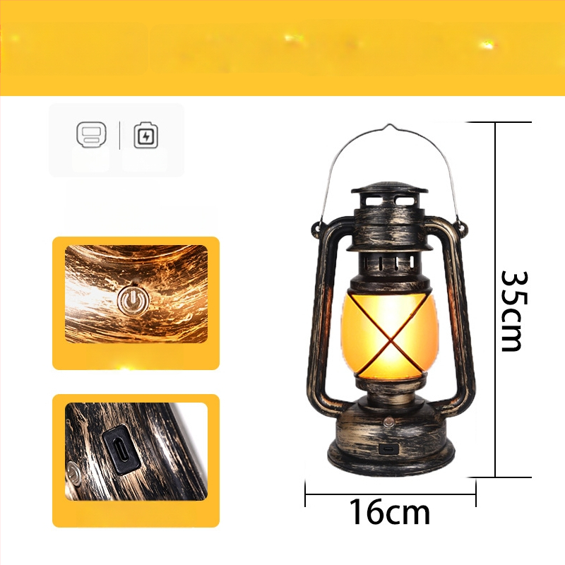 Baro stalo lempa su retro lanterno dizainu, plastikinis korpusas, modelis HT-TD1W291, ≤36V, nakties žiburėlis, aplinkos apšvietimas, DIY papuošalai