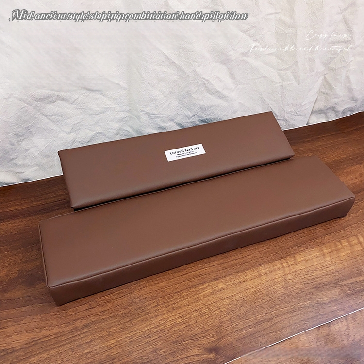 Ādas manikīra rokas spilvens, uzlabots, slīpuma dizains, pretslīdēšanas paliktnis, rokas atbalsts