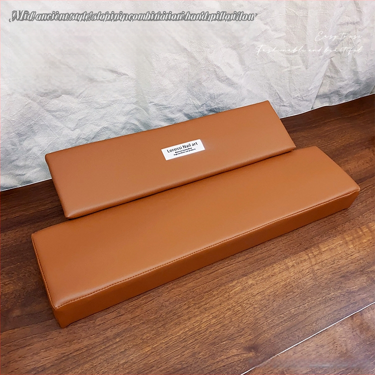 Ādas manikīra rokas spilvens, uzlabots, slīpuma dizains, pretslīdēšanas paliktnis, rokas atbalsts