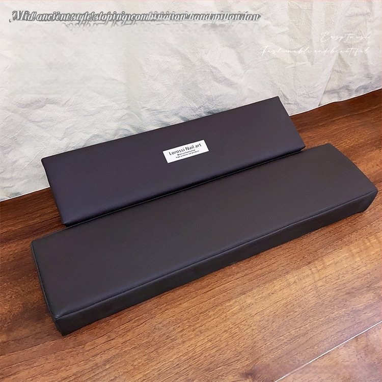 Ādas manikīra rokas spilvens, uzlabots, slīpuma dizains, pretslīdēšanas paliktnis, rokas atbalsts