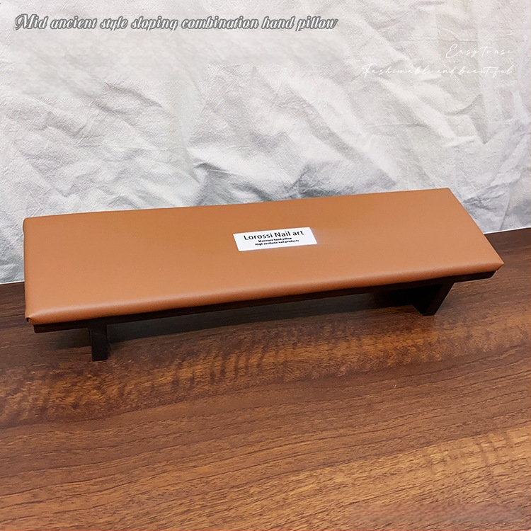 Ādas manikīra rokas spilvens, uzlabots, slīpuma dizains, pretslīdēšanas paliktnis, rokas atbalsts