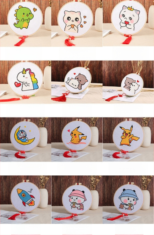 Vienradža krusta dūrienu komplekts – karikatūra/Anime dizains, 11CT, iesācējiem, DIY materiāli