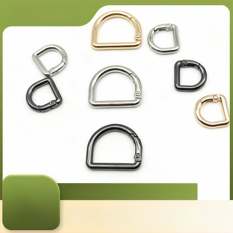 D‑formájú táska hardver készlet: rugós gyűrű, D‑formájú csat és vállszíj csat | Fém | Őszi 2024 megjelenés | Poggyász kiegészítők