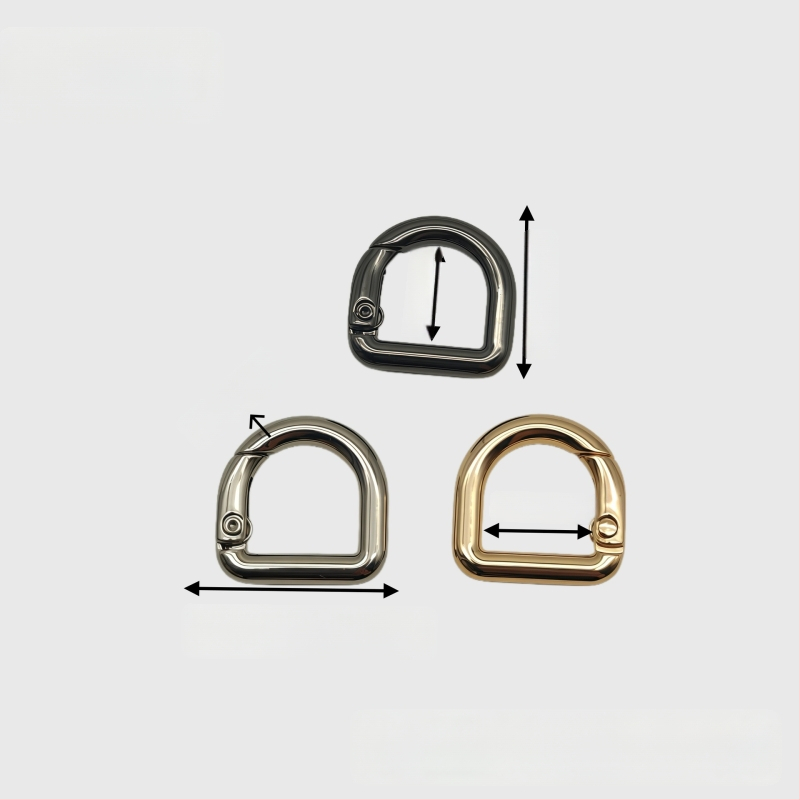 D‑formájú táska hardver készlet: rugós gyűrű, D‑formájú csat és vállszíj csat | Fém | Őszi 2024 megjelenés | Poggyász kiegészítők