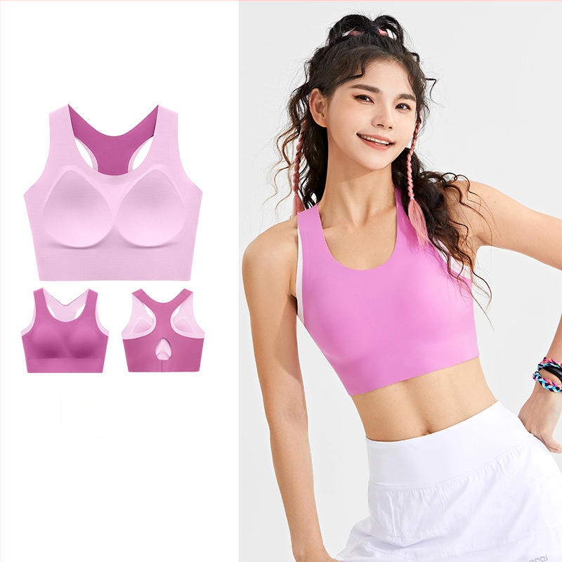 Αθλητικό τοπ χωρίς ραφές με επένδυση στήθους, Aofinico — βασικό ύφασμα νάιλον, πλήρης κάλυψη στήθους, λεπτή διαμορφωμένη επένδυση, σταθερές διπλές ιμάνες