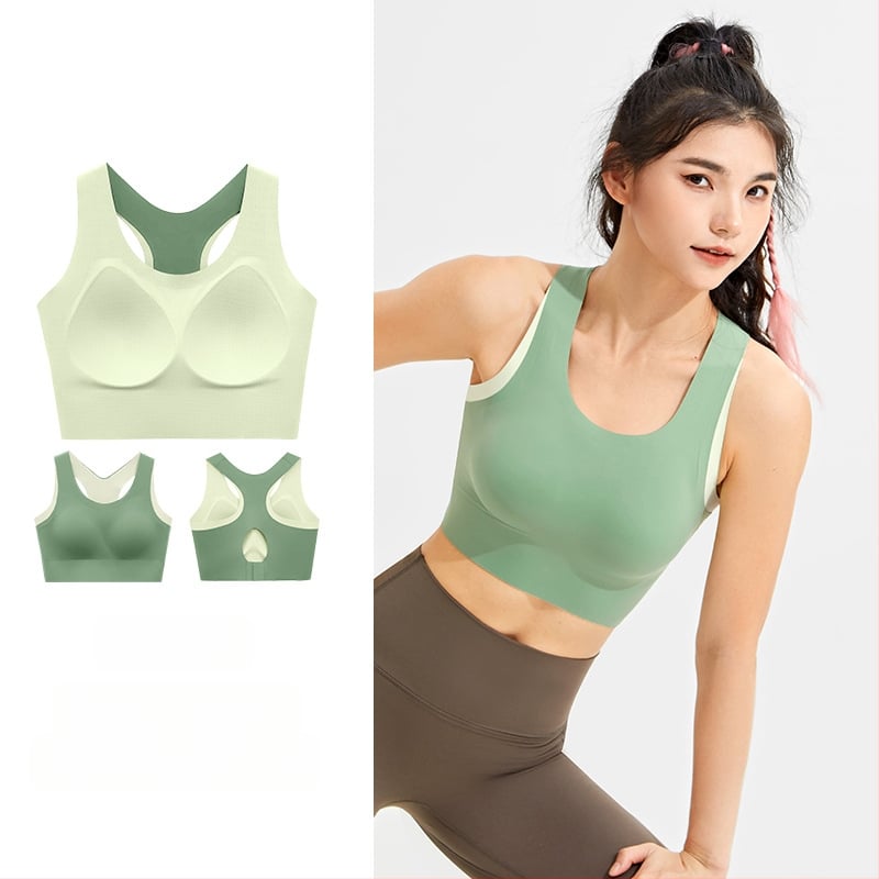 Αθλητικό τοπ χωρίς ραφές με επένδυση στήθους, Aofinico — βασικό ύφασμα νάιλον, πλήρης κάλυψη στήθους, λεπτή διαμορφωμένη επένδυση, σταθερές διπλές ιμάνες