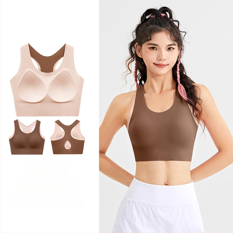 Αθλητικό τοπ χωρίς ραφές με επένδυση στήθους, Aofinico — βασικό ύφασμα νάιλον, πλήρης κάλυψη στήθους, λεπτή διαμορφωμένη επένδυση, σταθερές διπλές ιμάνες