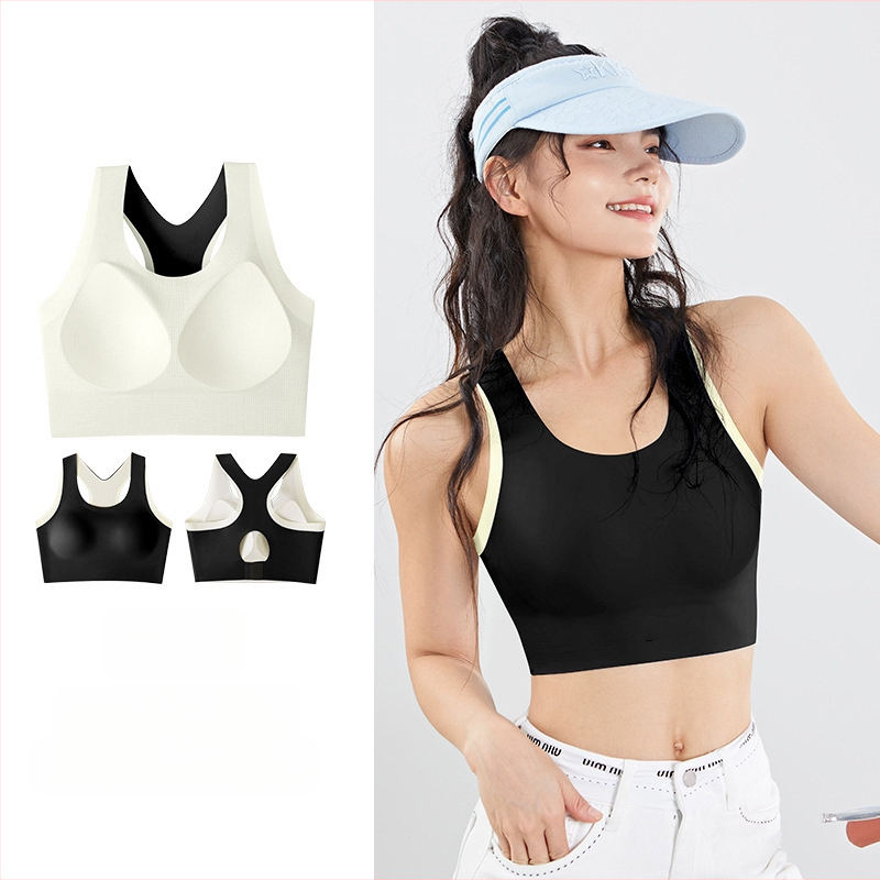 Αθλητικό τοπ χωρίς ραφές με επένδυση στήθους, Aofinico — βασικό ύφασμα νάιλον, πλήρης κάλυψη στήθους, λεπτή διαμορφωμένη επένδυση, σταθερές διπλές ιμάνες