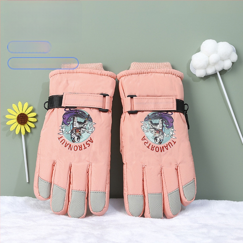 Bērnu ziemas slēpošanas cimdi – karikatūras stils, reljefas, silti, kokvilna, unisex