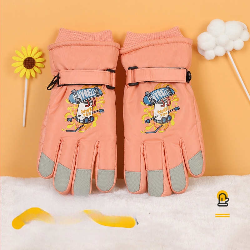 Bērnu ziemas slēpošanas cimdi – karikatūras stils, reljefas, silti, kokvilna, unisex