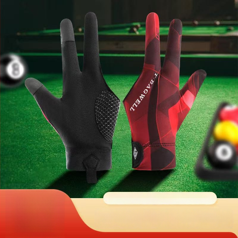 Tīri plānas bilarda cimdi - trīs pirksti, elpojoši, pretslīdēši, ar pusi pirksta