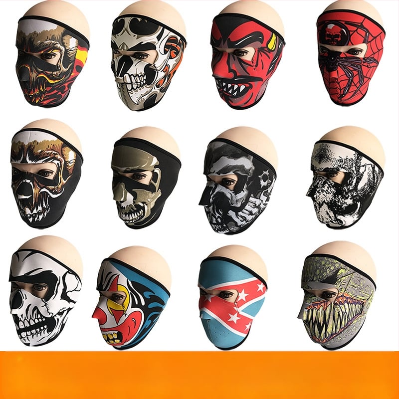 Velosipēdu maska ar vēja izturīgu dizainu, spoku motīvs, 58 g, SBR kompozīts, universāla