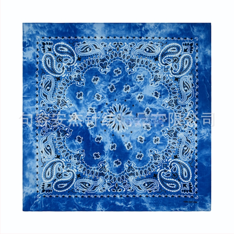 Pamuņas kvadrātveida šalle ar Cashew Flower rakstu, tie-dye, ārējai izmantošanai, unisex, ar logotipu drukāto, daudzfunkcionāls