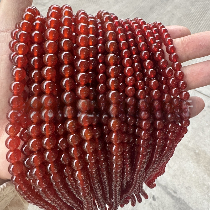 Jiejing 5A Crveni ahat i šareni ahat, prirodni kristalni perle za DIY narukvicu