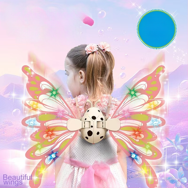 Világító pillangó szárnyak gyerekeknek, mozgó szárnyak, hátsó dísz, műanyag anyag, 4–6 éveseknek
