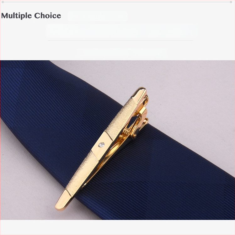 Vīriešu zeltītais kaklasaistes klips, vienkāršs Korejas stila dizains, piemērots biznesam un formāliem pasākumiem, standarta kaklasaites platums.