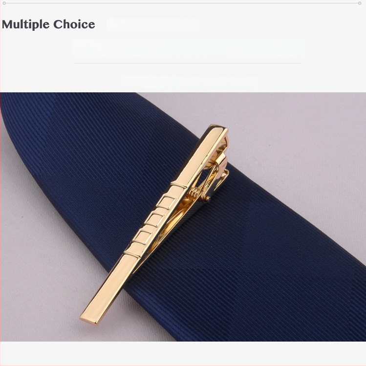 Vīriešu zeltītais kaklasaistes klips, vienkāršs Korejas stila dizains, piemērots biznesam un formāliem pasākumiem, standarta kaklasaites platums.
