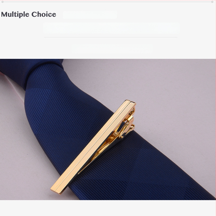 Vīriešu zeltītais kaklasaistes klips, vienkāršs Korejas stila dizains, piemērots biznesam un formāliem pasākumiem, standarta kaklasaites platums.