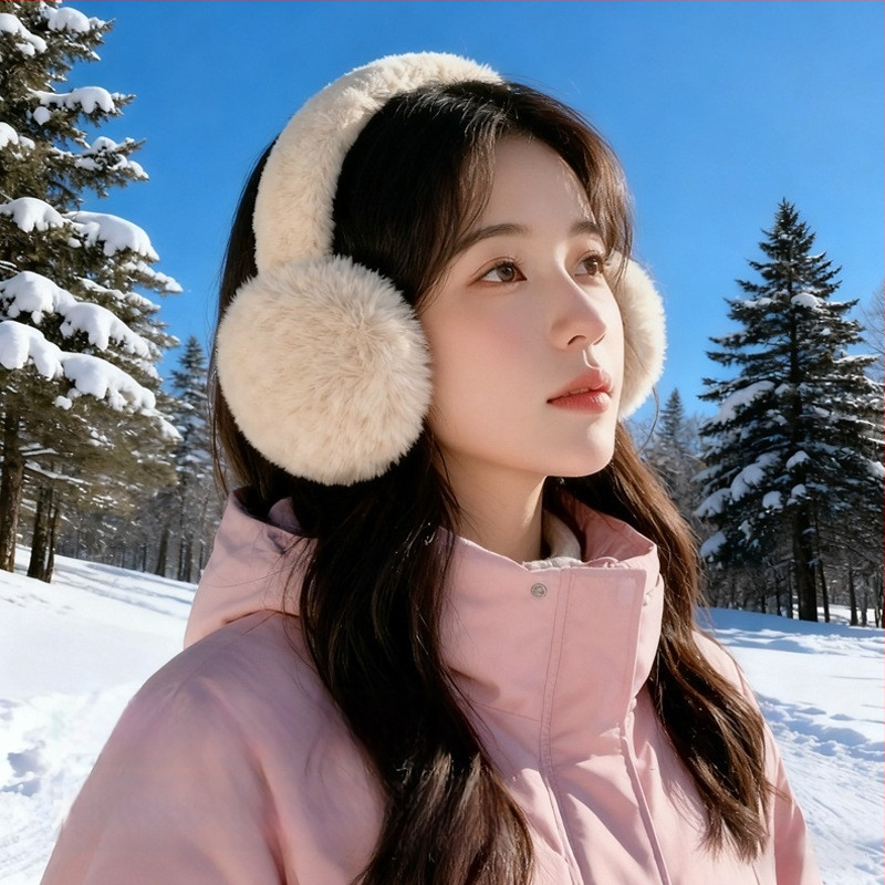 Sieviešu ziemas ausu aizsargi velosipēdam, pūkaini, pret vēju un silti, ar svītru rakstu