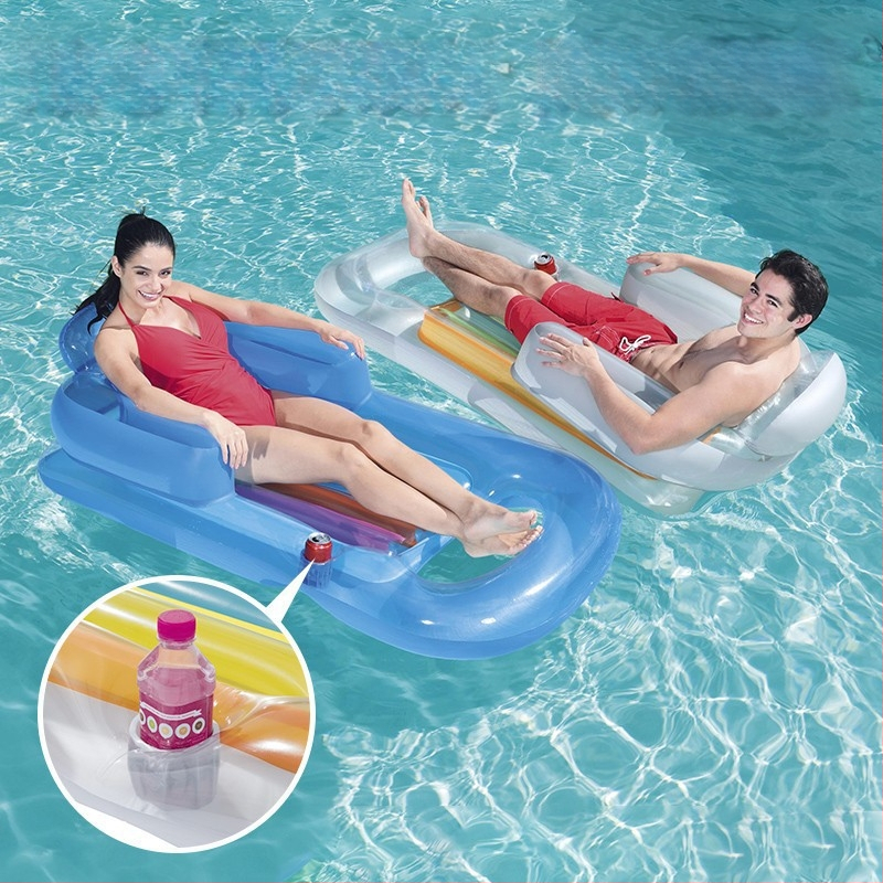 Pūšamais dubultais ūdens krēsls ar varavīksnes rakstu un gaisa spilvenu, no videi draudzīga PVC