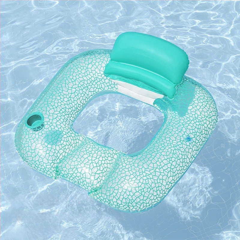 Pūšamais dubultais ūdens krēsls ar varavīksnes rakstu un gaisa spilvenu, no videi draudzīga PVC