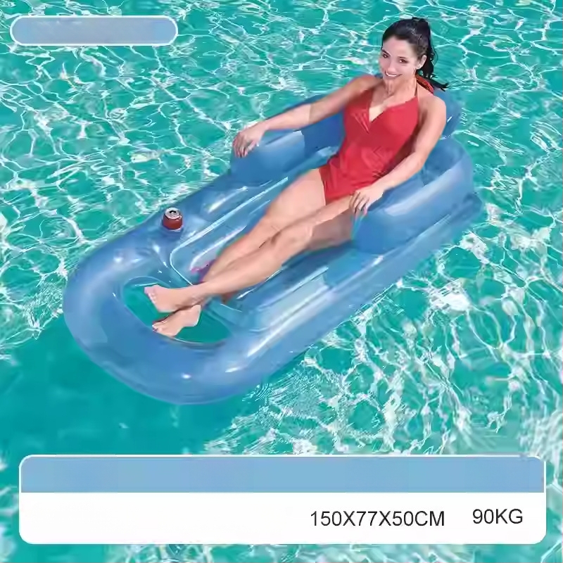 Pūšamais dubultais ūdens krēsls ar varavīksnes rakstu un gaisa spilvenu, no videi draudzīga PVC