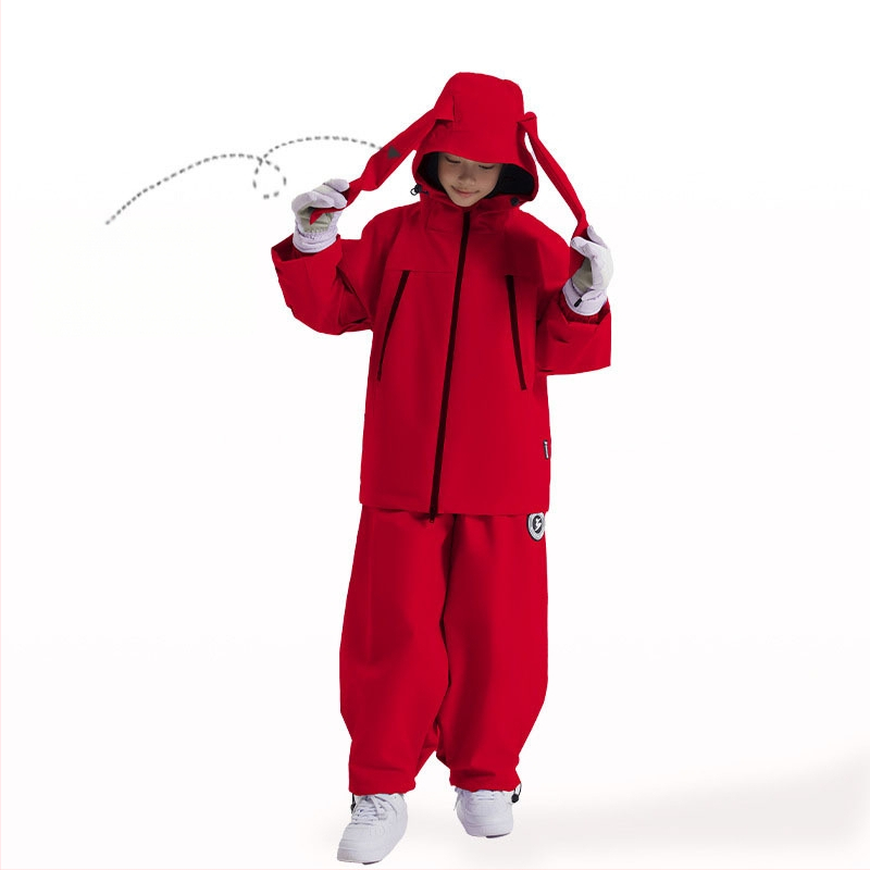 Bērnu slēpošanas komplekts ar kapuci – ūdensnecaurlaidīgs 3000mm, elpojošs, silta pildījuma no zīda šķiedras, universāls