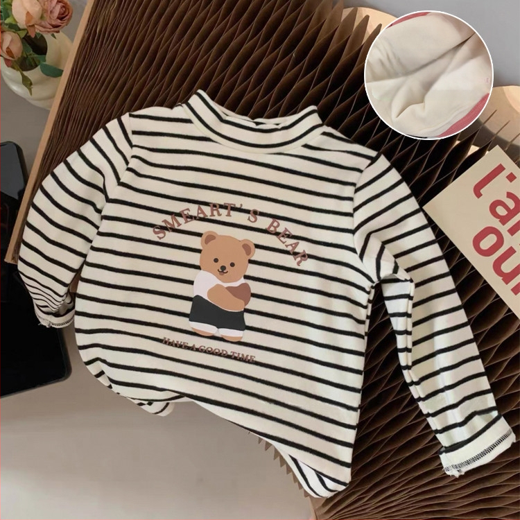 Vaikų marškinėliai su Korėjos stiliumi, veliūro audinys, ilgomis rankovėmis, stačias kaklas, žiemos-rudens