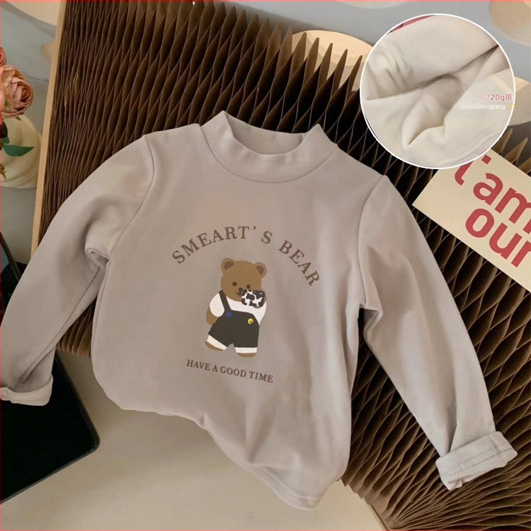 Vaikų marškinėliai su Korėjos stiliumi, veliūro audinys, ilgomis rankovėmis, stačias kaklas, žiemos-rudens