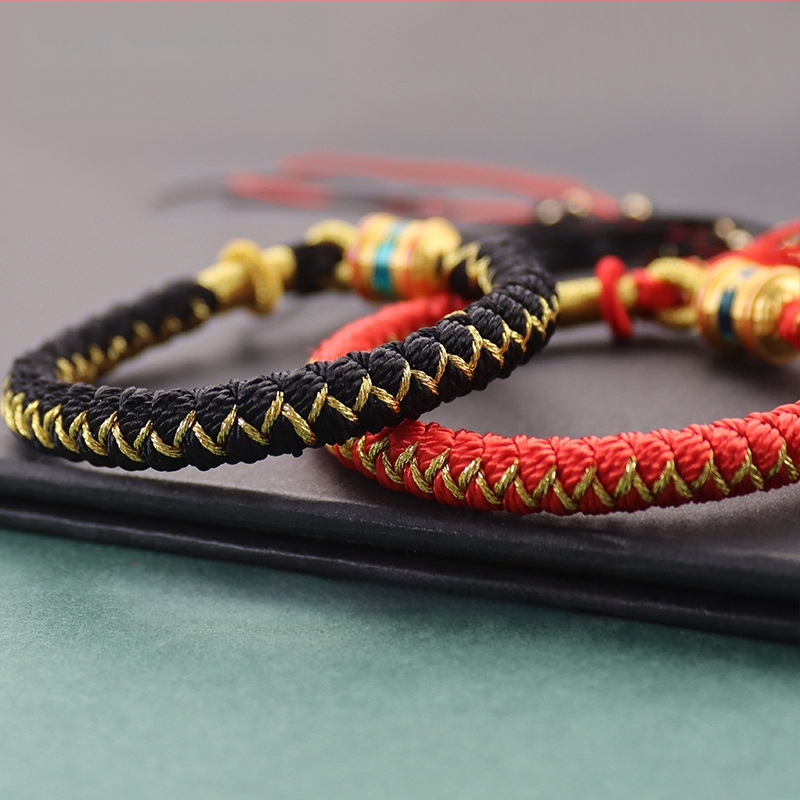 Apyrankė su drakono žvynų mazgu, Tibeto įkvėpta dizainas, rankomis pintas virvės, unisex, etninio stiliaus