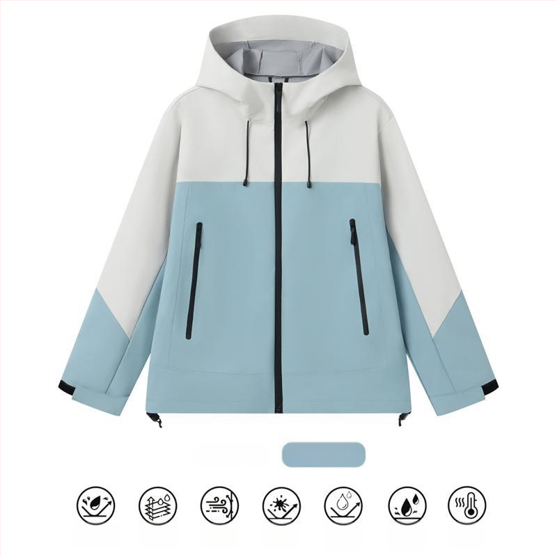 Veekindel ja tuulekindel töömantel kapuutsiga, kõrge krae ja tõmblukuga, kolmekihiline kangas, talvine välistoode noortele