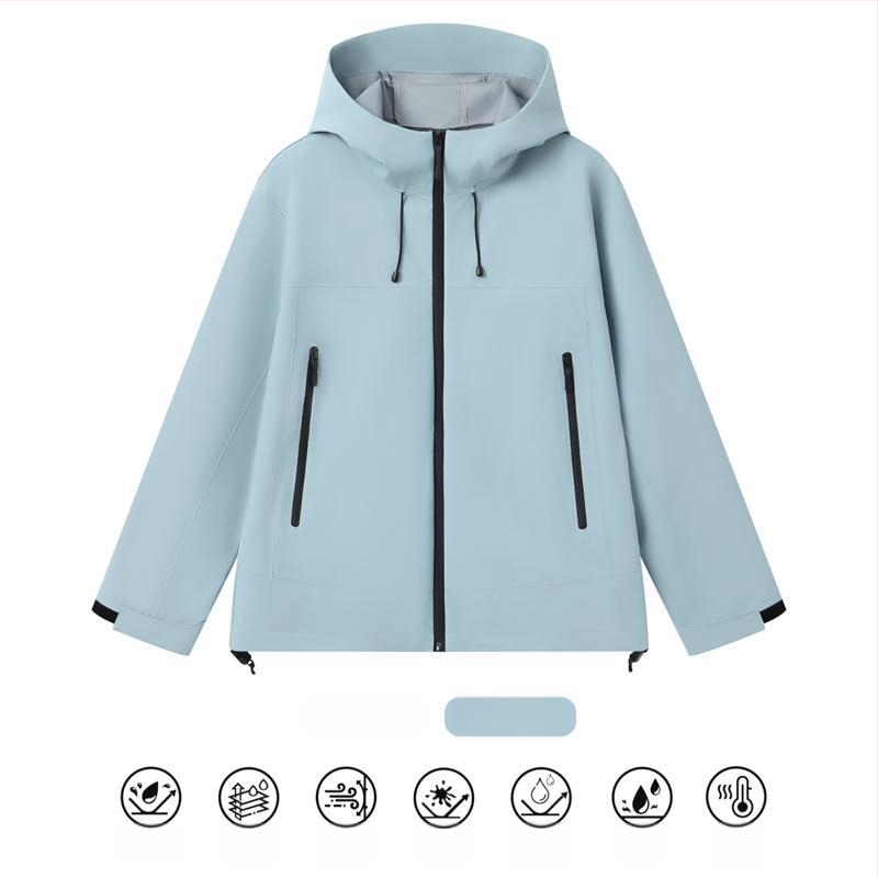 Veekindel ja tuulekindel töömantel kapuutsiga, kõrge krae ja tõmblukuga, kolmekihiline kangas, talvine välistoode noortele