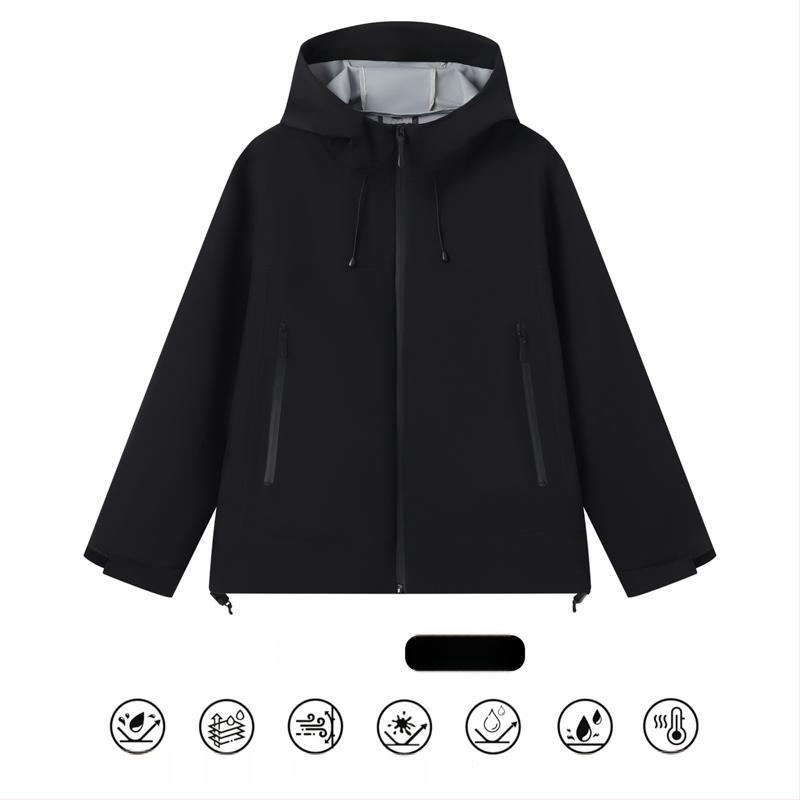 Veekindel ja tuulekindel töömantel kapuutsiga, kõrge krae ja tõmblukuga, kolmekihiline kangas, talvine välistoode noortele