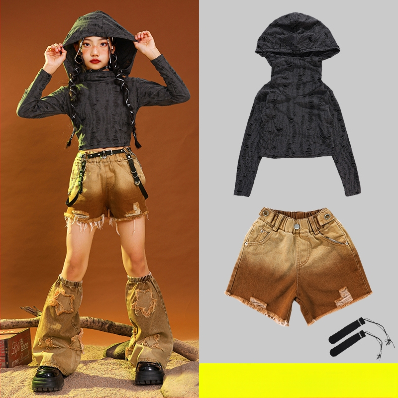 Vaikų hip-hop šokių kostiumas, kordurojo audinys iš medvilnės, 3–8 metų (100–140 cm), pavasario ir rudens pasirodymų apranga