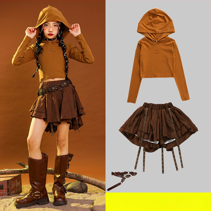 Vaikų hip-hop šokių kostiumas, kordurojo audinys iš medvilnės, 3–8 metų (100–140 cm), pavasario ir rudens pasirodymų apranga